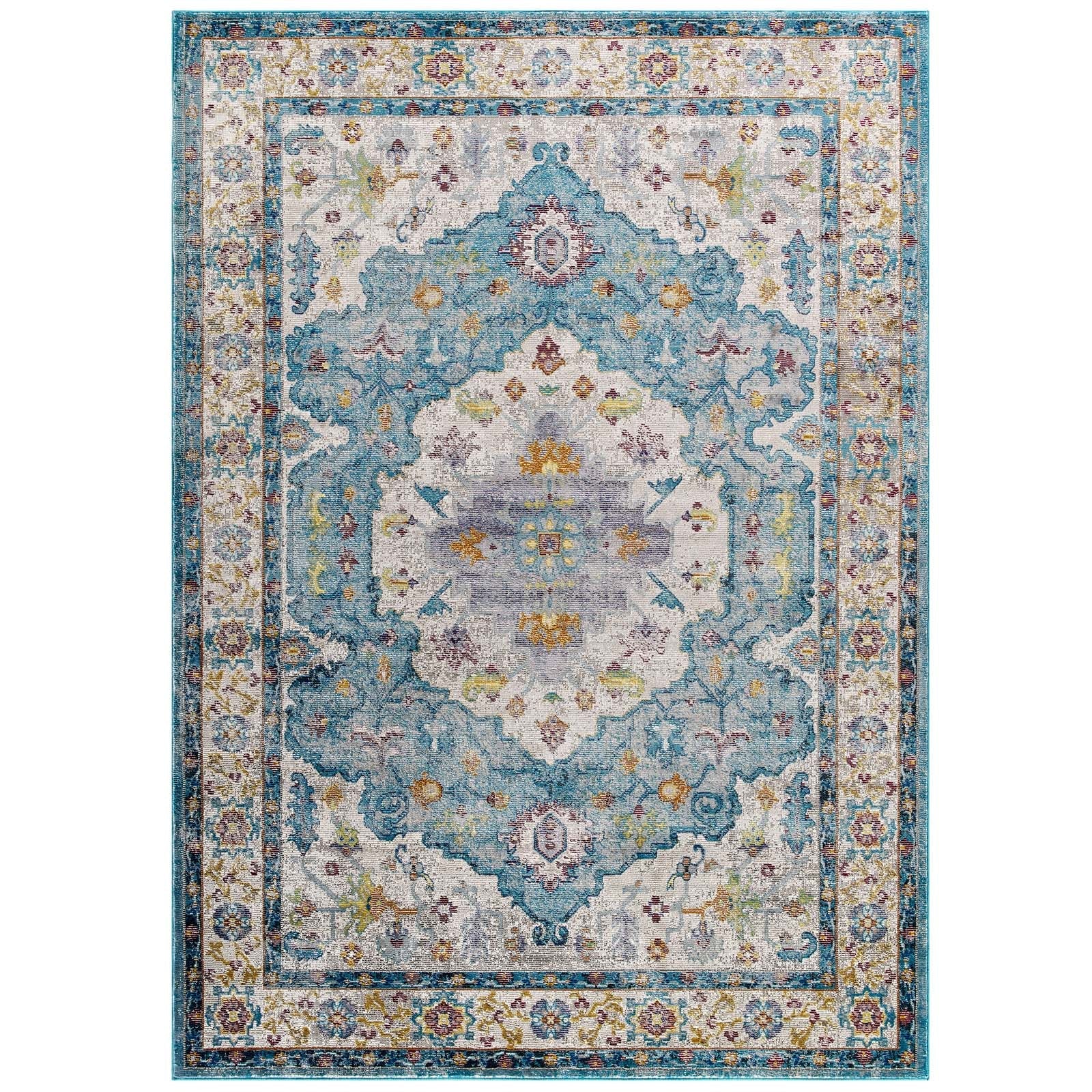 Success Anisah Distressed Floral Vintage Medallion 8x10 Area Rug by Modway