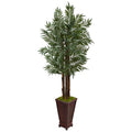 5' Parlor Palm Tree in Wooden Decorated Planter