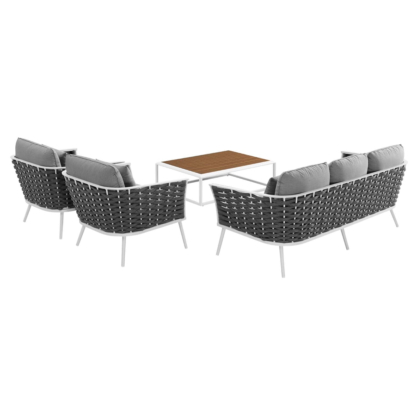 Stance 4 Piece Outdoor Patio Aluminum Sectional Sofa Set by Modway