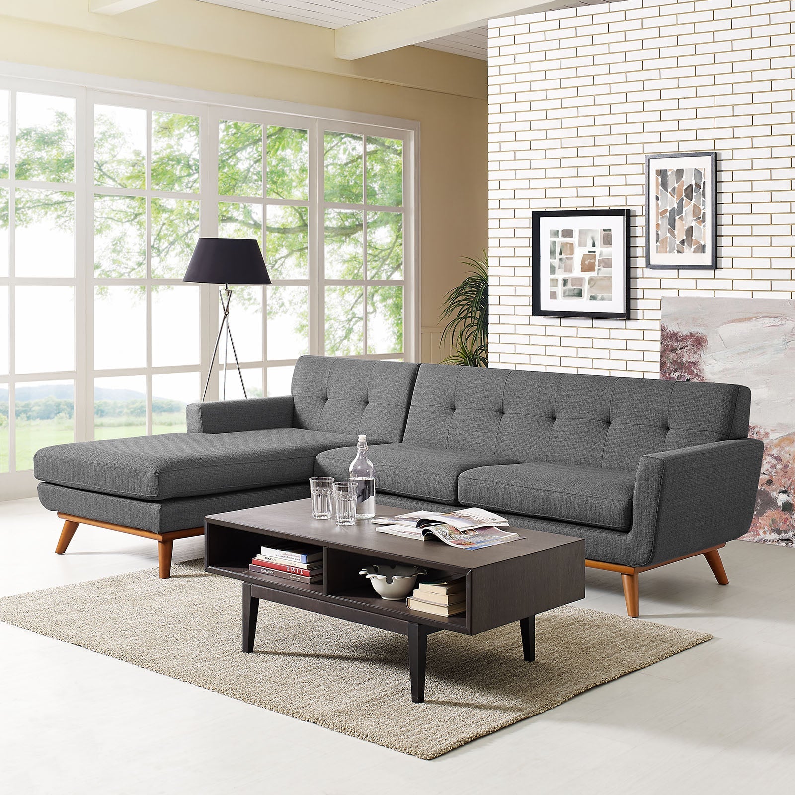 Engage Left-Facing Upholstered Fabric Sectional Sofa by Modway