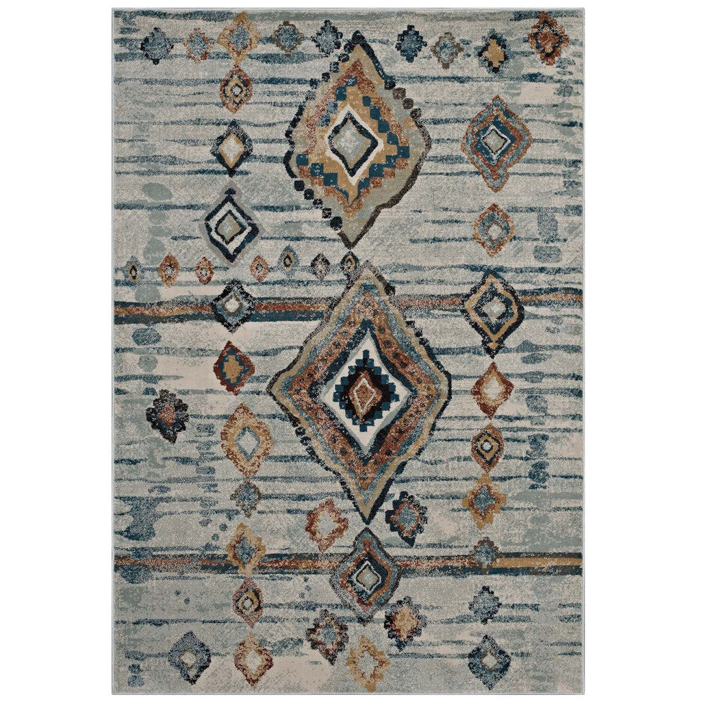 Jenica Distressed Moroccan Tribal Abstract Diamond 5x8 Area Rug by Modway