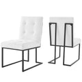 Privy Black Stainless Steel Upholstered Fabric Dining Chair Set of 2 by Modway