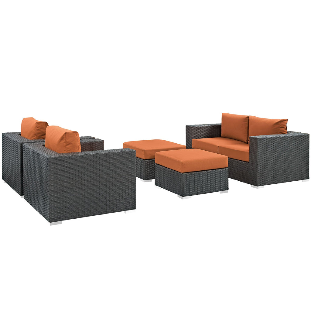 Sojourn 5 Piece Outdoor Patio Sunbrella¨ Sectional Set by Modway