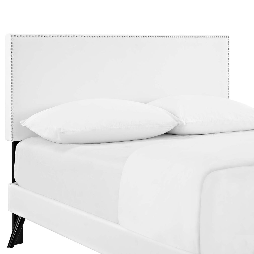 Macie Full Vinyl Platform Bed with Round Splayed L