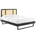 Kelsea Cane and Wood Full Platform Bed With Angular Legs by Modway