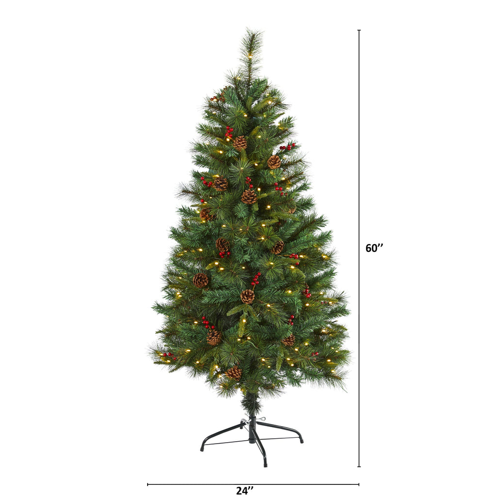 5' Mixed Pine Artificial Christmas Tree w/ 150 Clear LED Lights