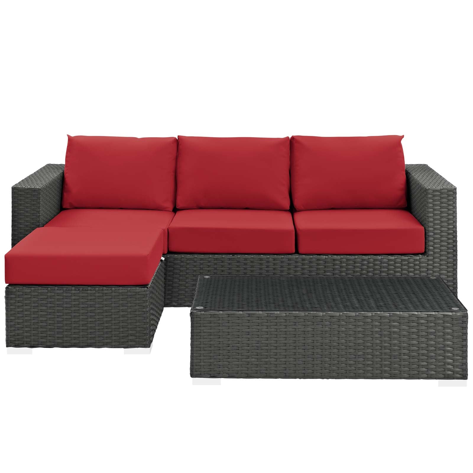 Sojourn 3 Piece Outdoor Patio Sunbrella¨ Sectional Set by Modway