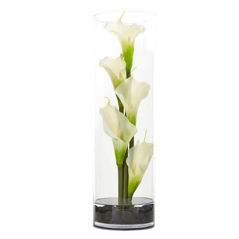20" Calla Lily in Cylinder Glass