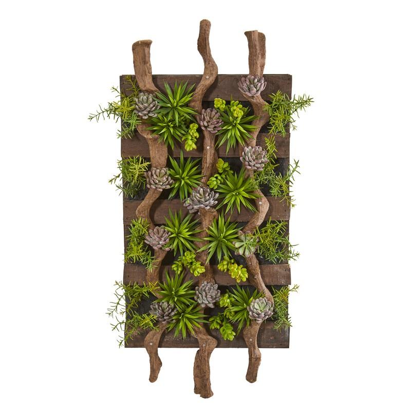 41"  x 19"  Mixed Succulent Artificial Living Wall