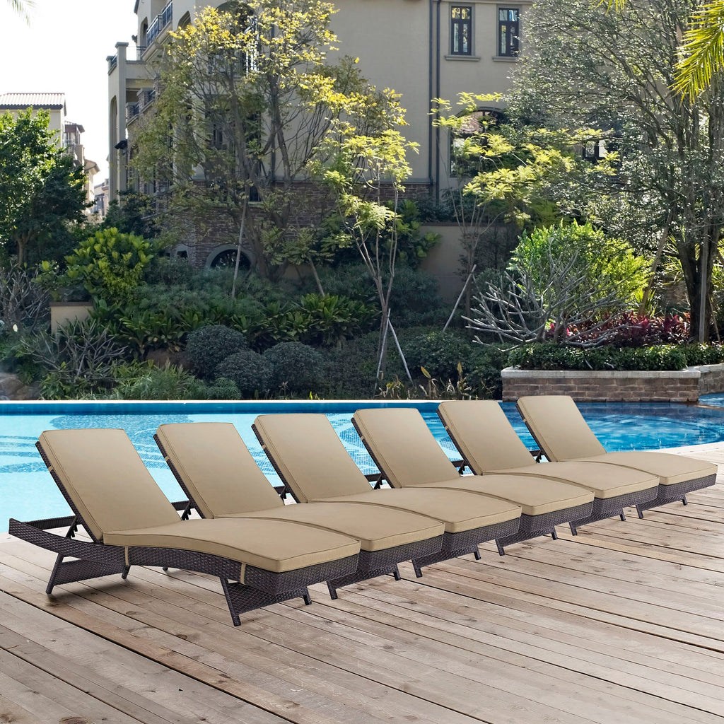 Convene Outdoor Patio Chaise Set of 6 by Modway