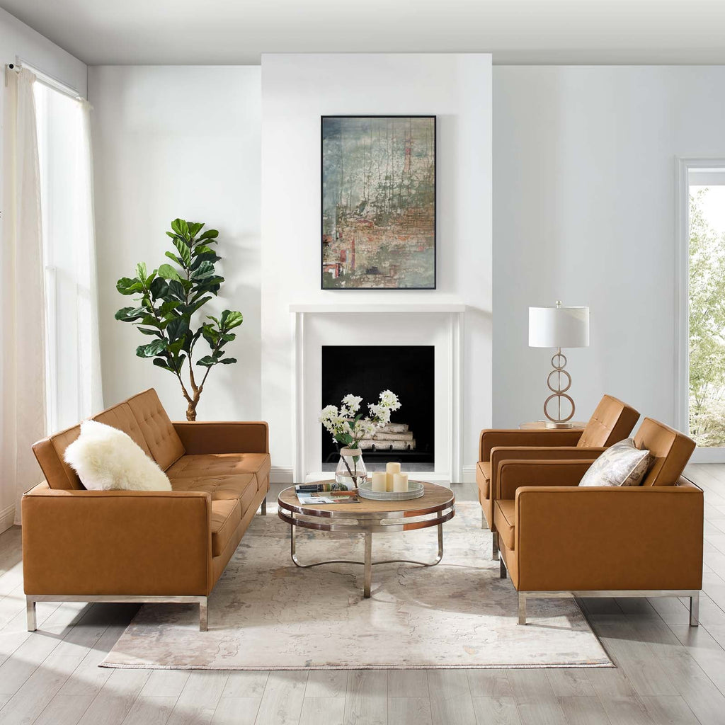 Loft 3-Piece Tufted Vegan Leather Furniture Set by Modway