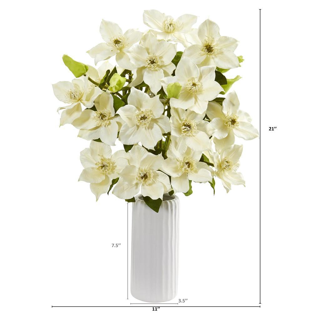 Nearly Natural 21" Anemone Artificial Arrangement In White Vase 1905-CR