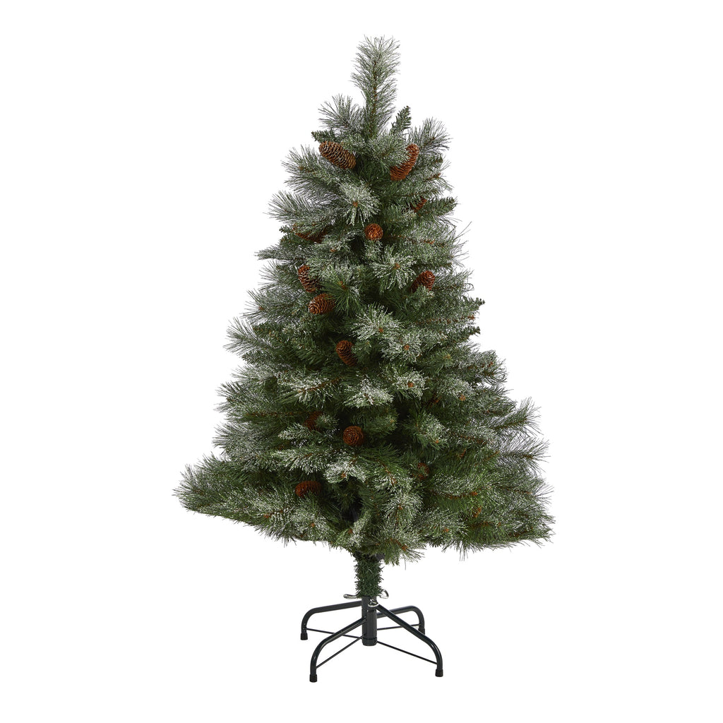 4' Snowed French Alps Mountain Pine Artificial Christmas Tree w/ 237 Bendable