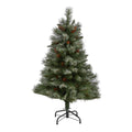 4' Snowed French Alps Mountain Pine Artificial Christmas Tree w/ 237 Bendable