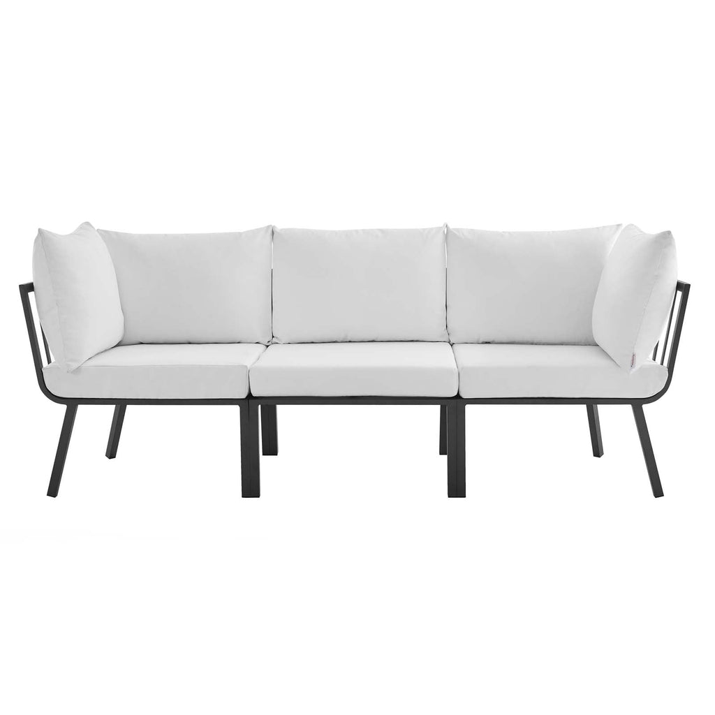 Riverside 3 Piece Outdoor Patio Aluminum Sectional Sofa Set by Modway
