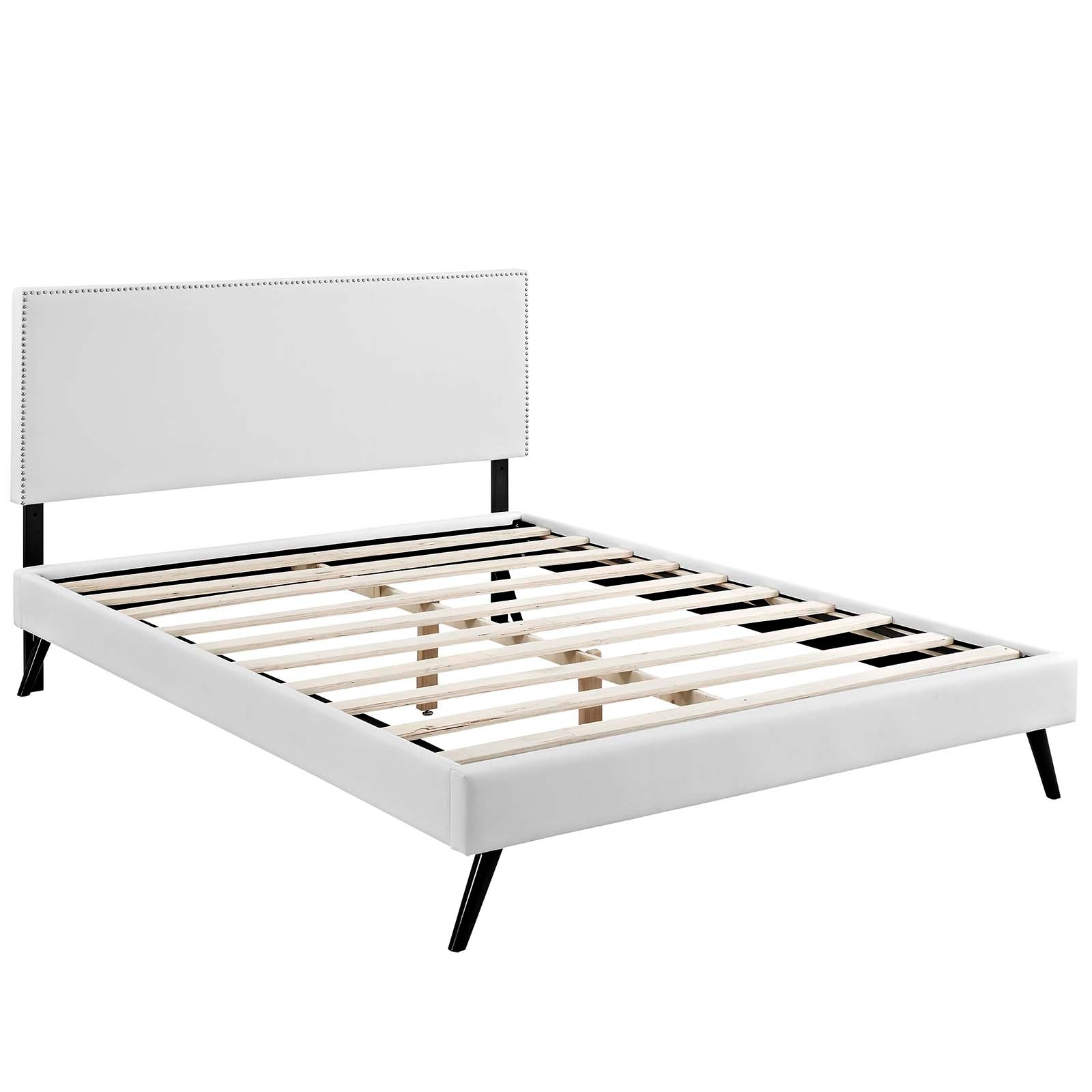 Macie Vinyl King Platform Bed with Round Splayed Legs by Modway