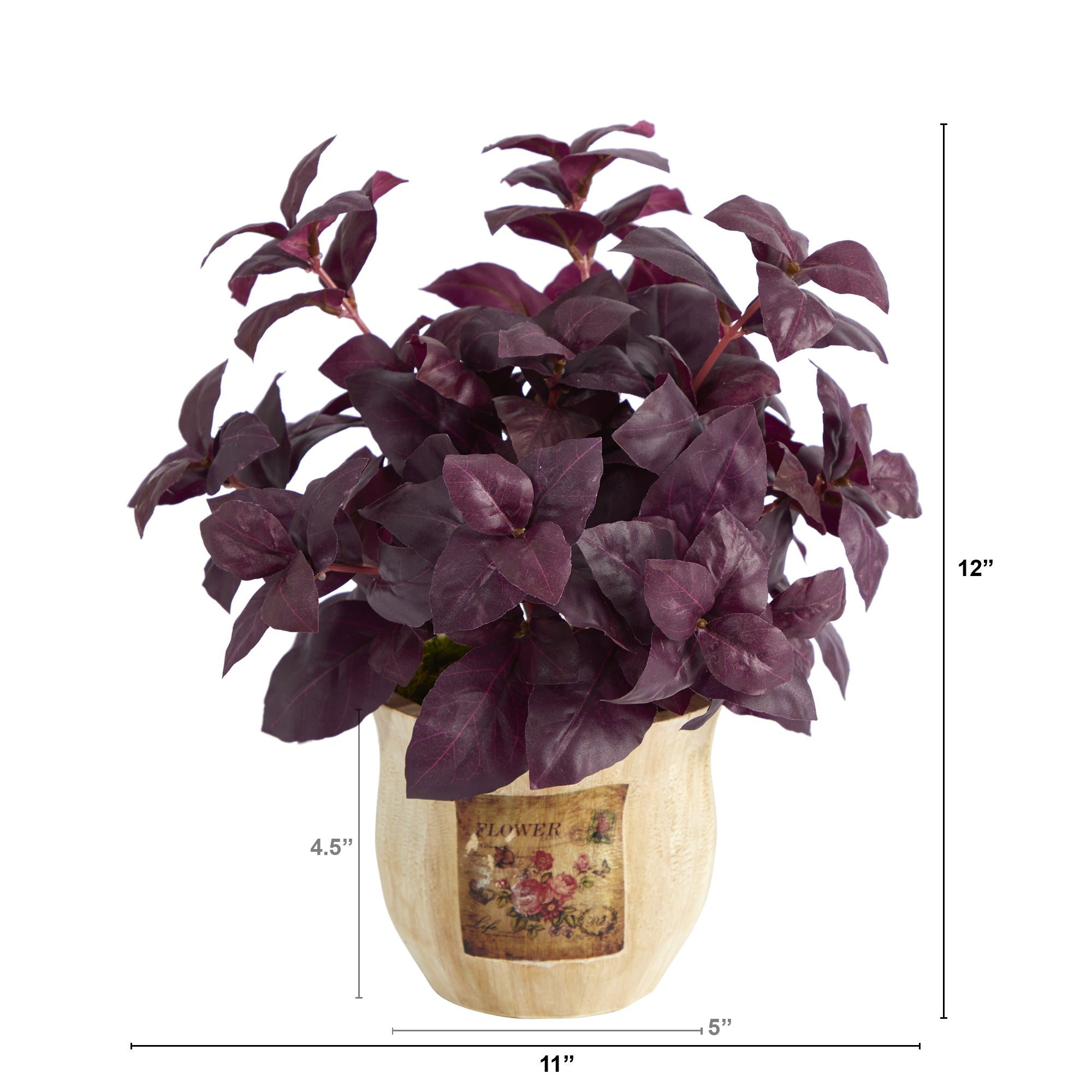 12" Basil Artificial Plant in Decorative Planter