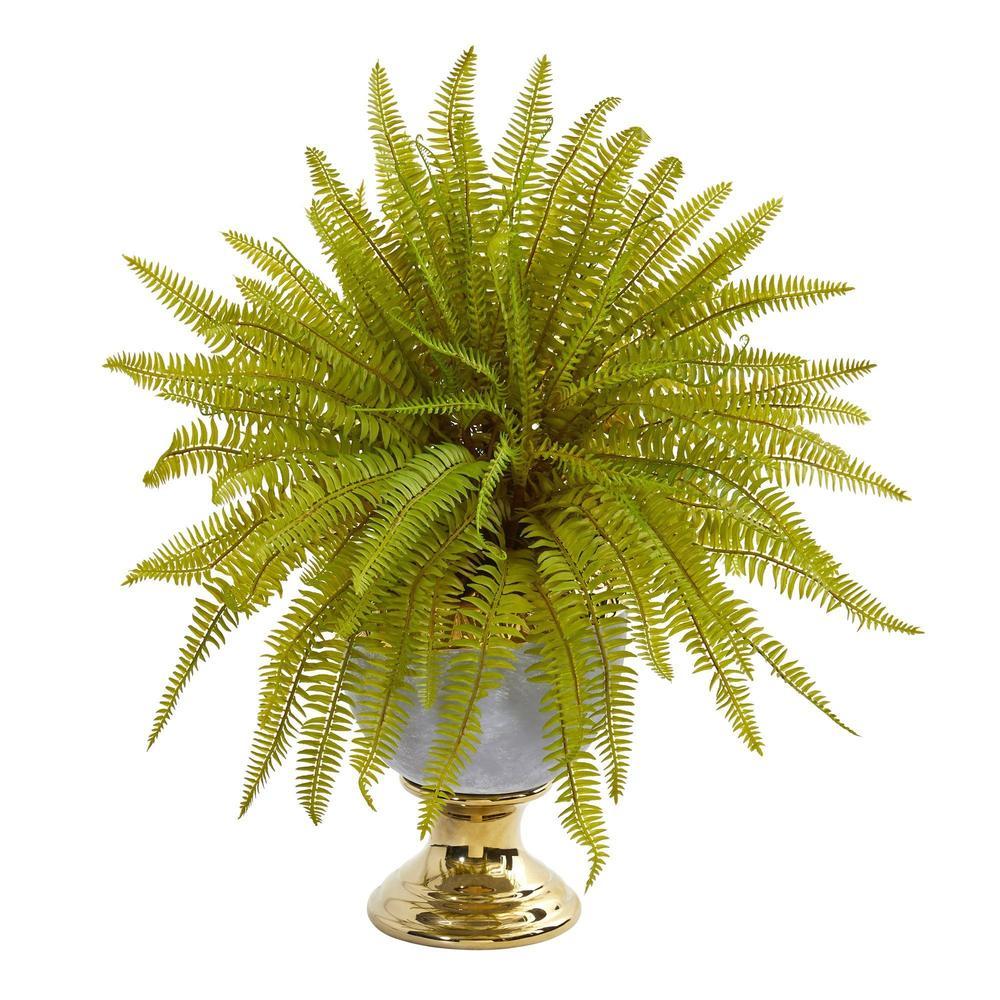 20"  Fern Artificial Plant in Stoneware Urn