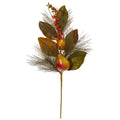 24"  Pear, Pine and Magnolia Leaf Artificial Flower (Set of 6)