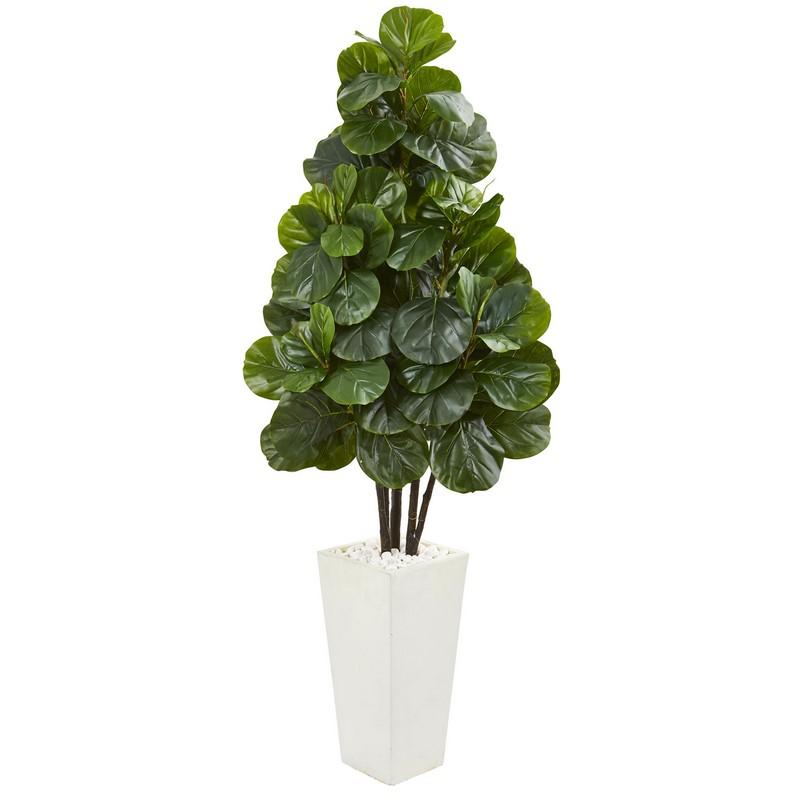 68"  Fiddle Leaf Fig Artificial Tree in White Tower Planter