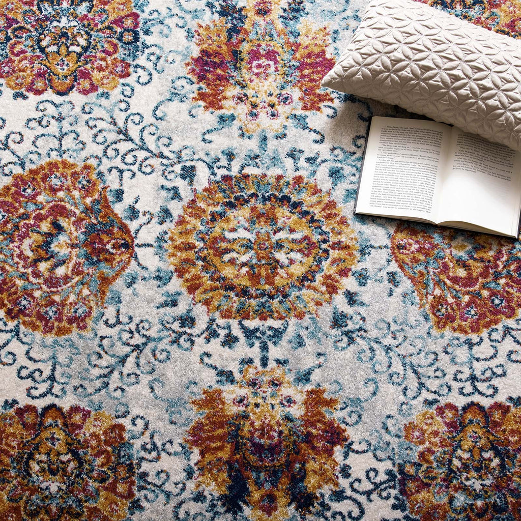 Entourage Kensie Distressed Floral Moroccan Trellis 5x8 Area Rug by Modway