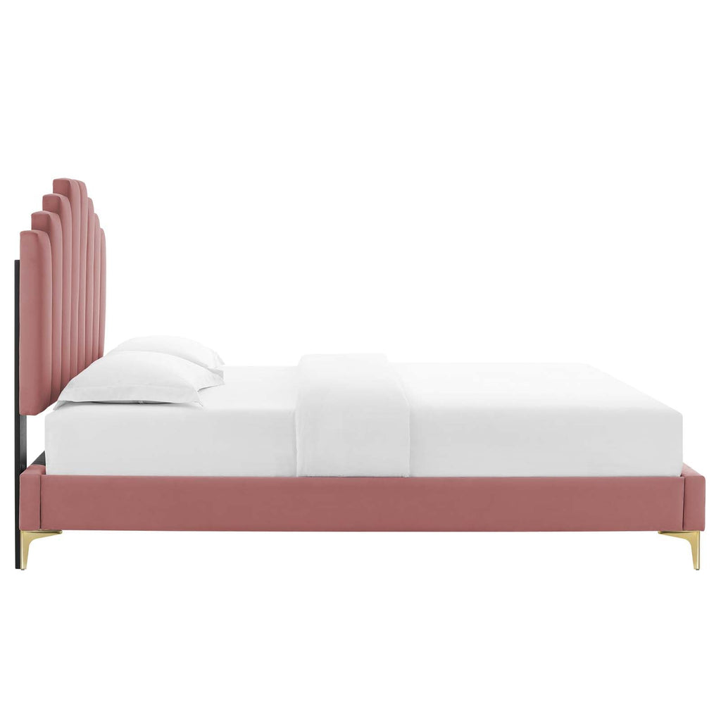 Elise Performance Velvet Twin Platform Bed by Modway