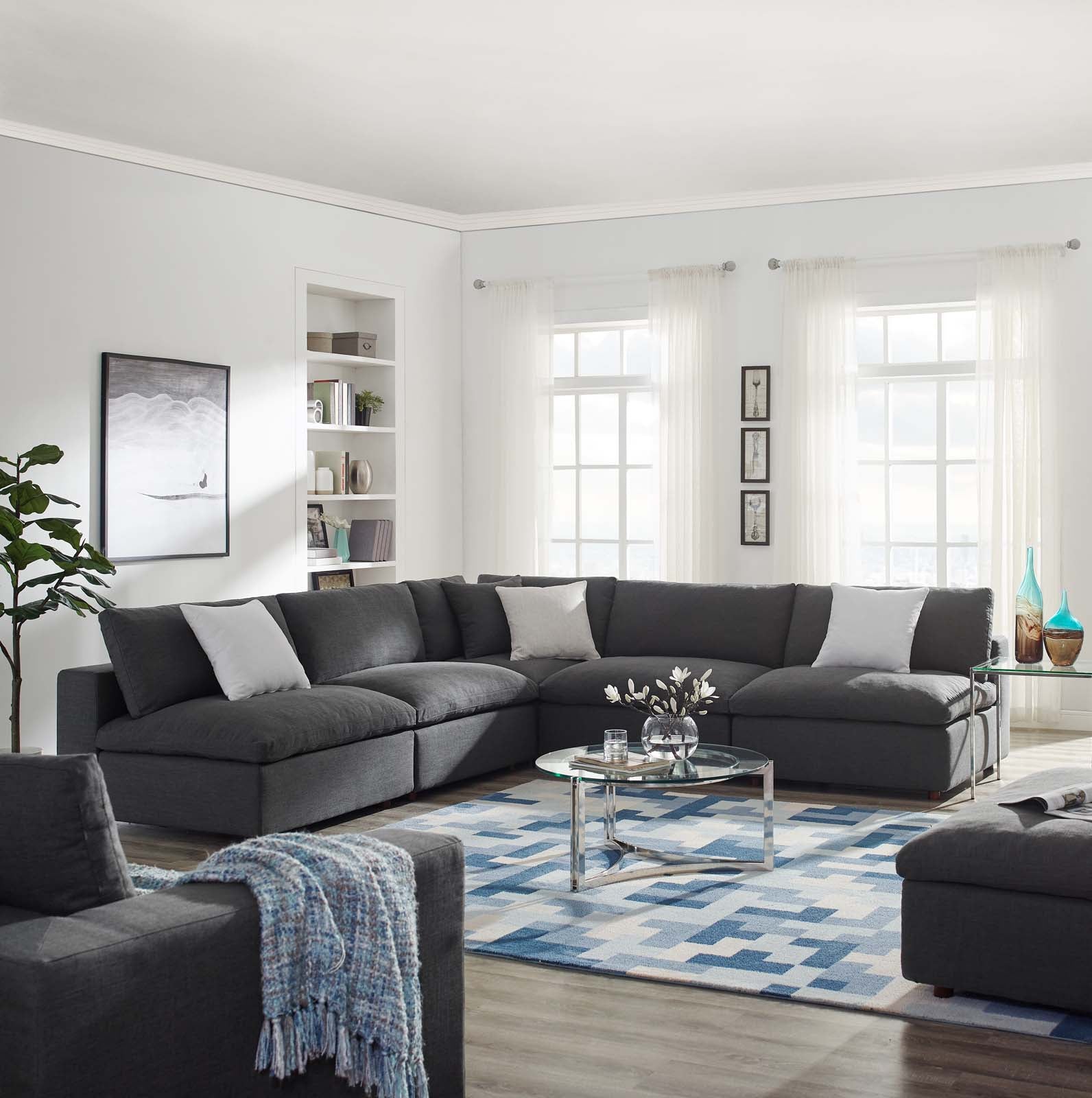 Commix 5-Piece Down Filled Overstuffed Armless Sectional Sofa by Modway