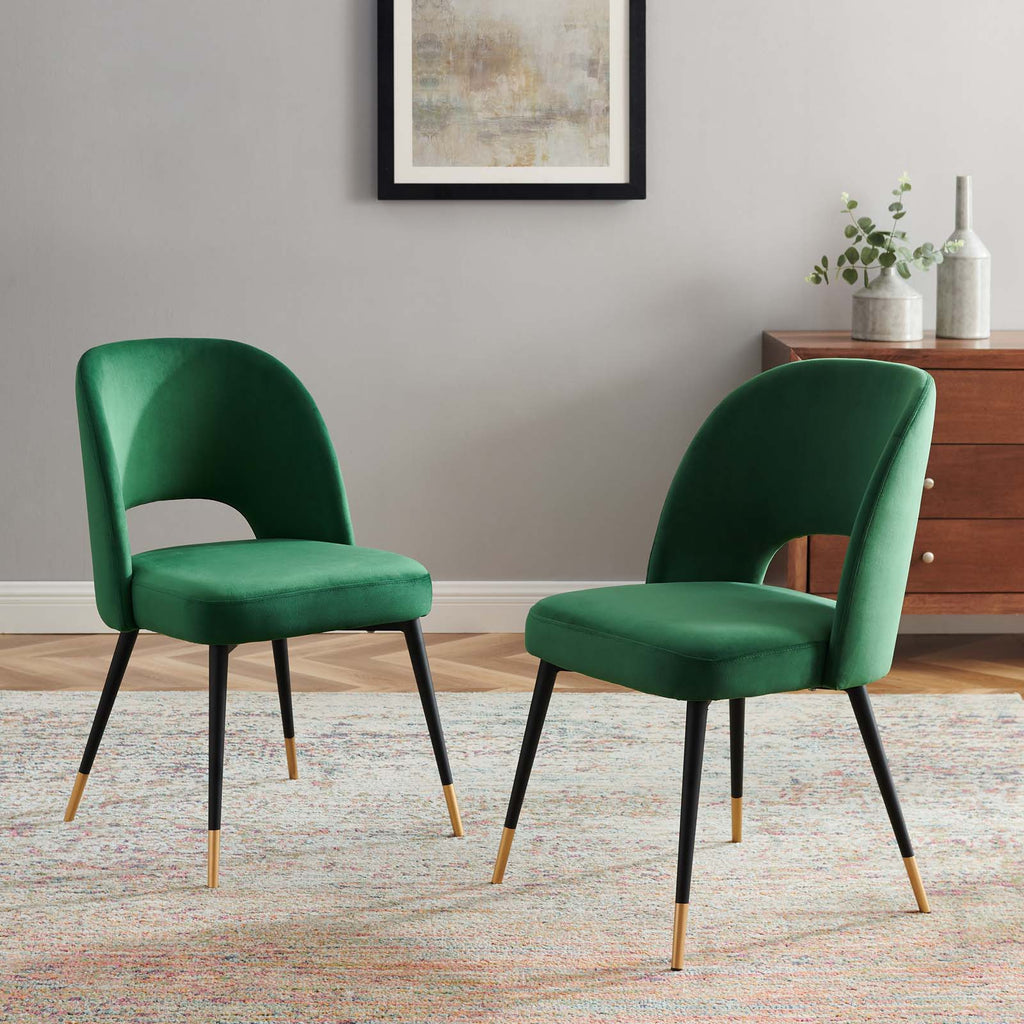 Rouse Performance Velvet Dining Side Chairs Set of 2 by Modway