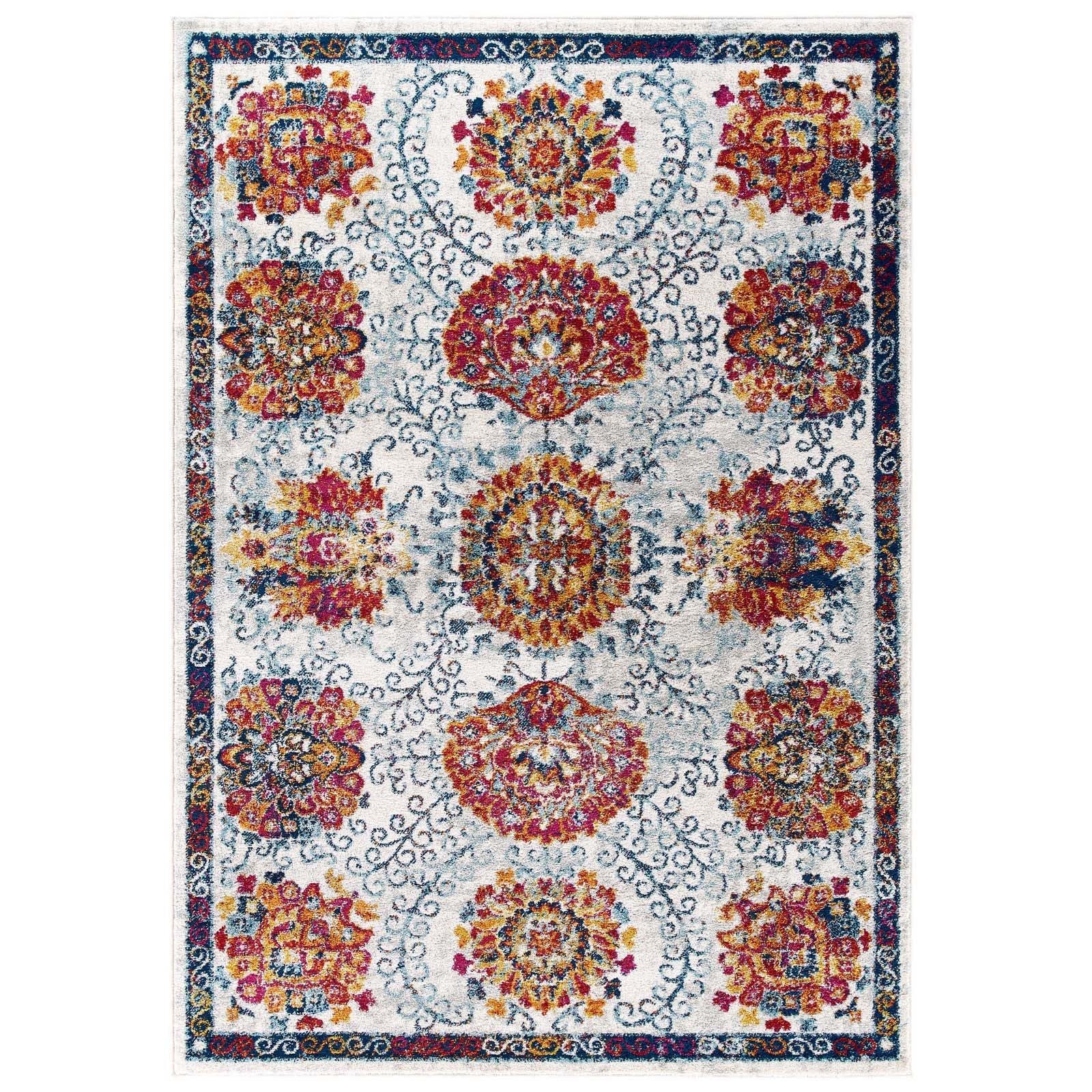 Entourage Kensie Distressed Floral Moroccan Trellis 8x10 Area Rug by Modway
