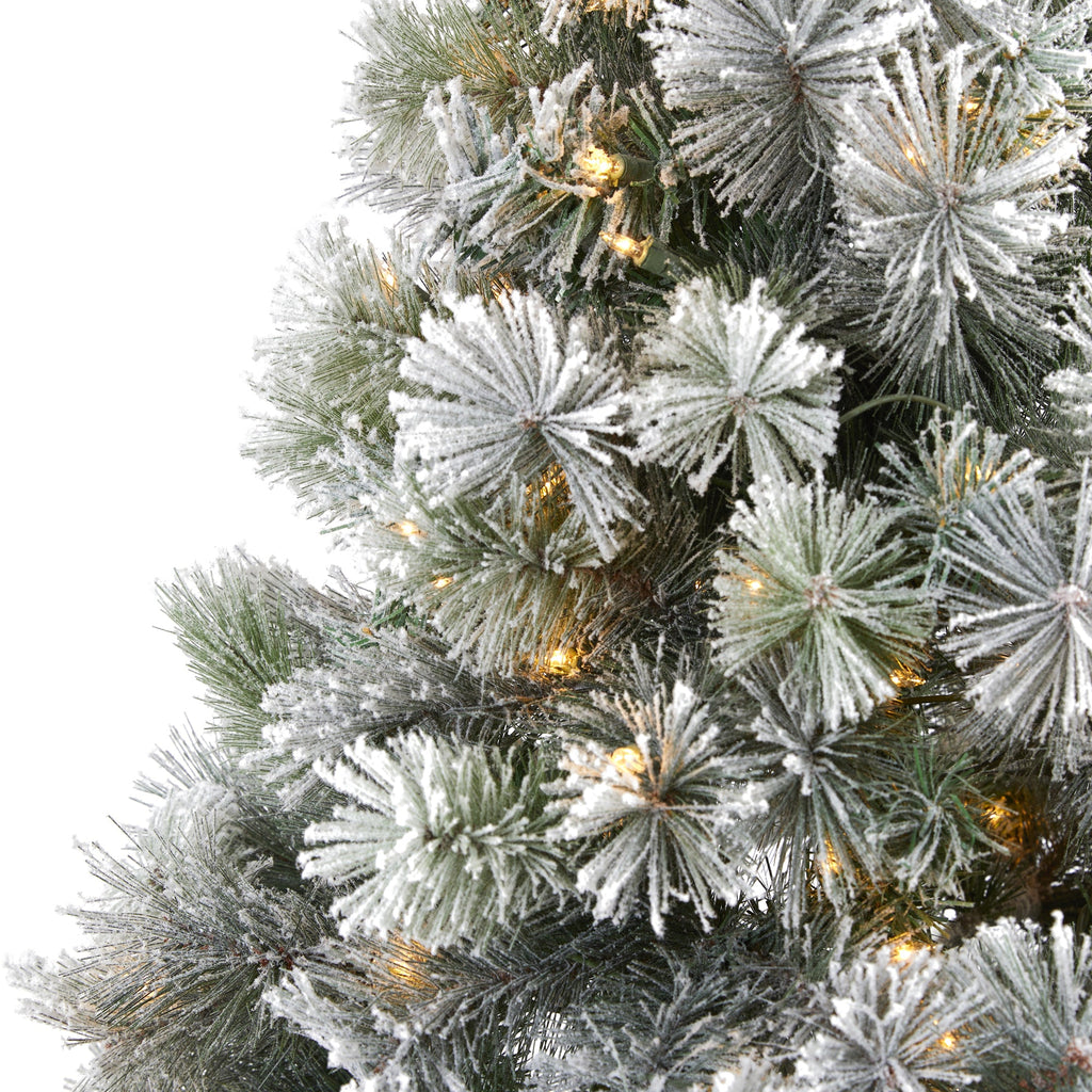 7' Flocked Oregon Pine Artificial Christmas Tree with 400 Clear Lights