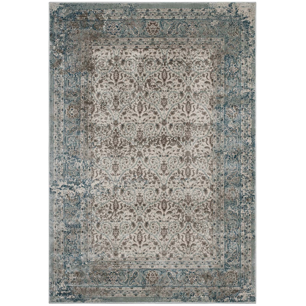 Dilys Distressed Vintage Floral Lattice 8x10 Area Rug by Modway