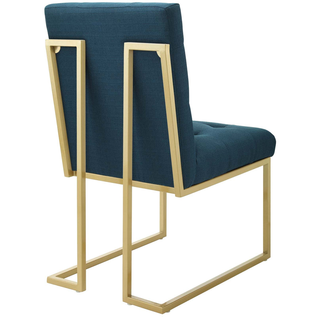 Privy Gold Stainless Steel Upholstered Fabric Dining Accent Chair Set of 2 by Modway