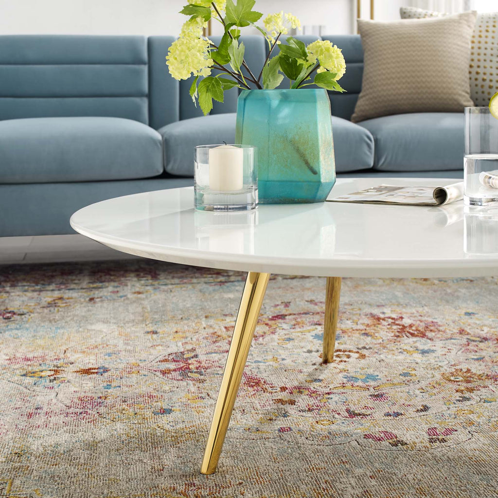 Lippa 40" Round Wood Coffee Table with Tripod Base by Modway