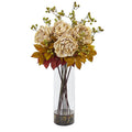 36"  Peony and Berries Artificial Arrangement in Large Cylinder Vase
