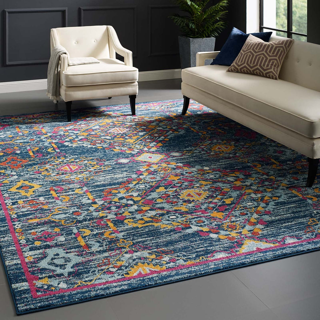 Entourage Khalida Distressed Floral Lattice 8x10 Area Rug by Modway