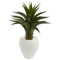 Agave Artificial Plant in White Planter