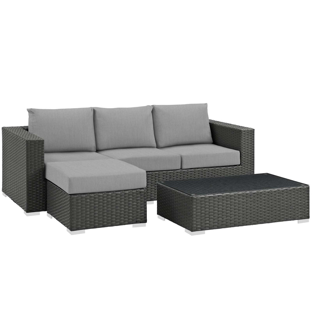 Sojourn 3 Piece Outdoor Patio Sunbrella¨ Sectional Set by Modway