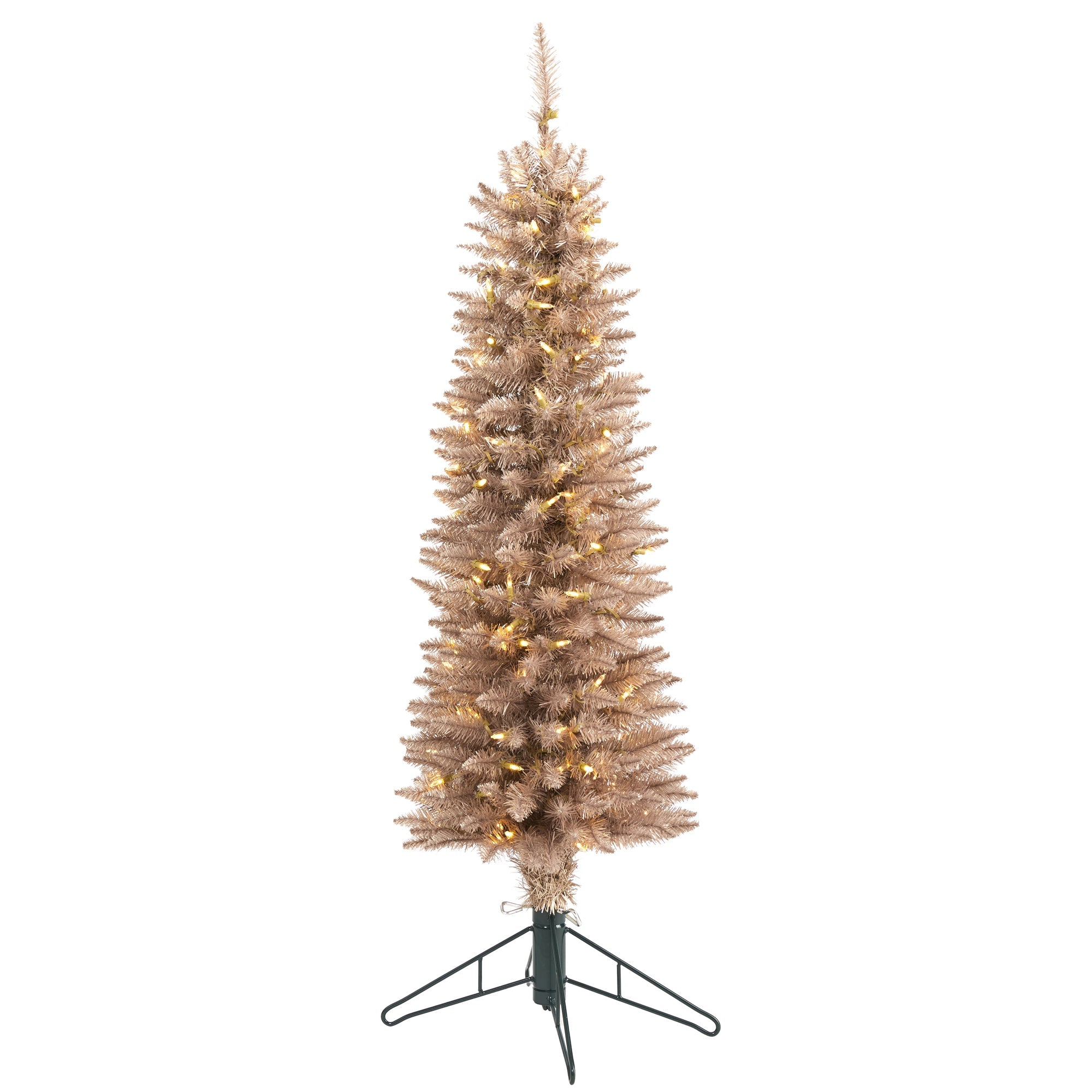 4' Champagne Pencil Artificial Christmas Tree w/ 150 (multifunction) Clear LED