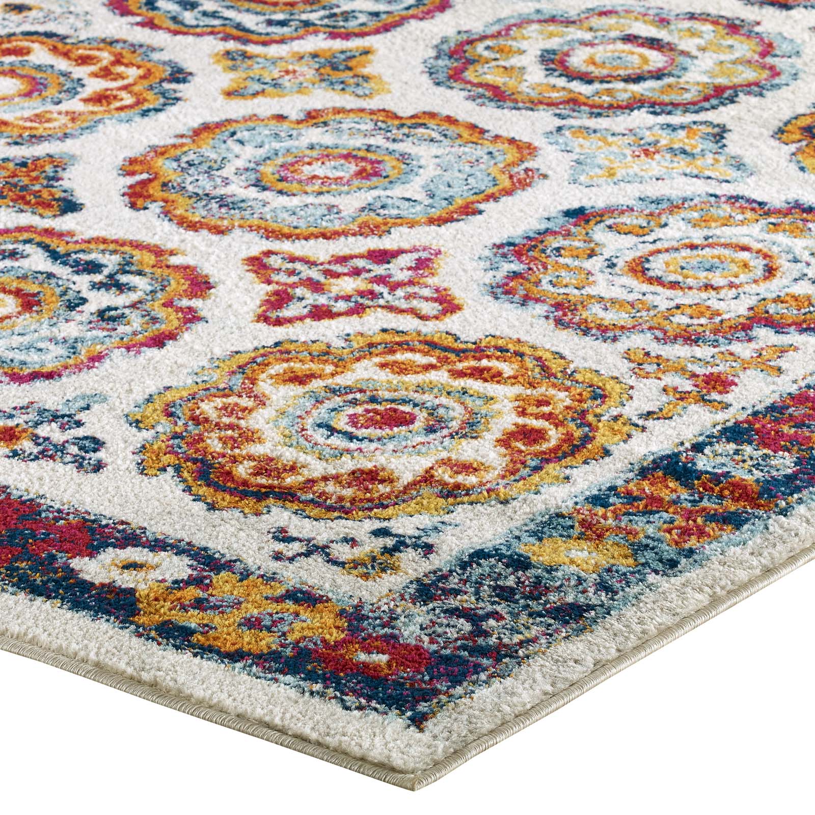 Entourage Odile Distressed Floral Moroccan Trellis 5x8 Area Rug by Modway
