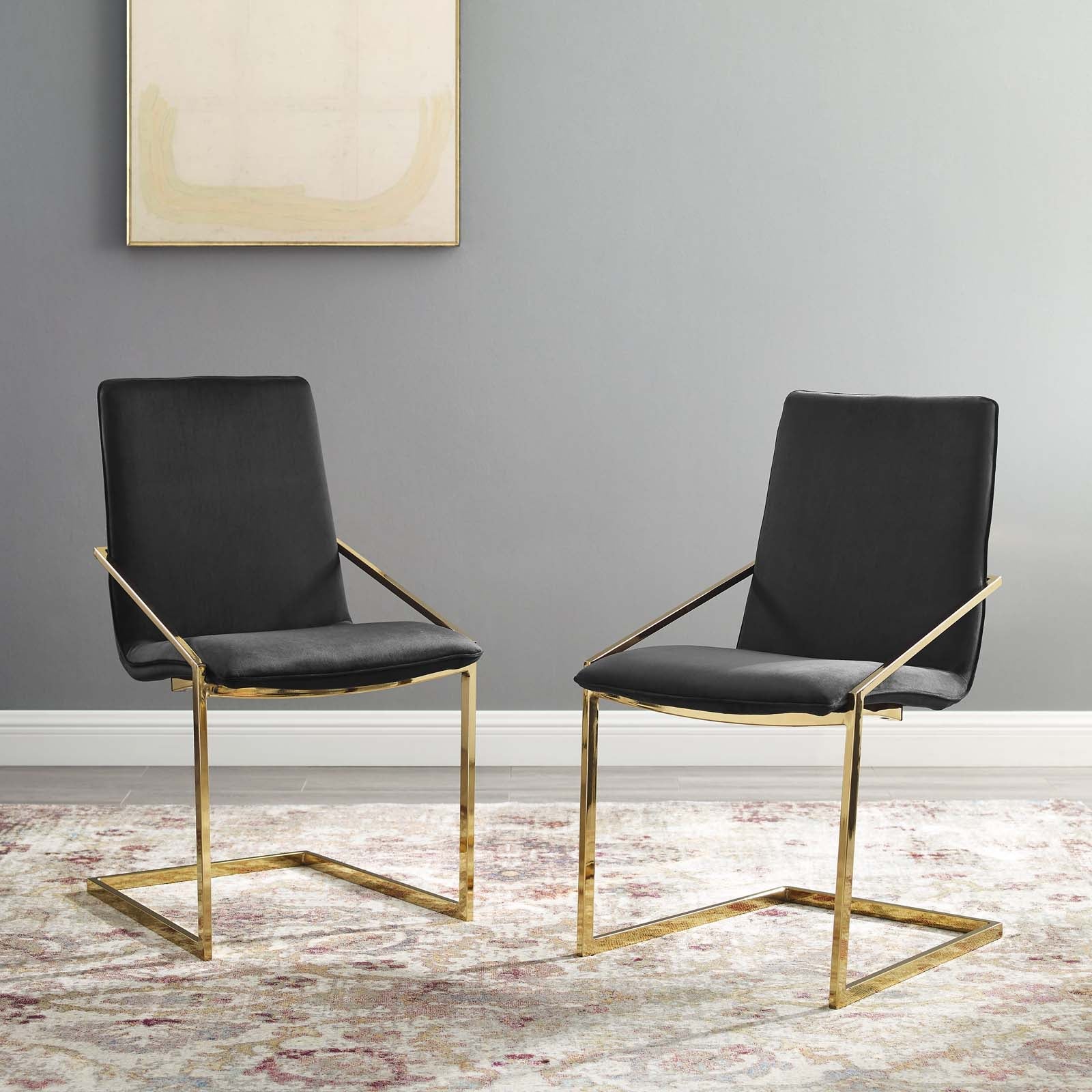 Pitch Performance Velvet Dining Armchair Set of 2 by Modway