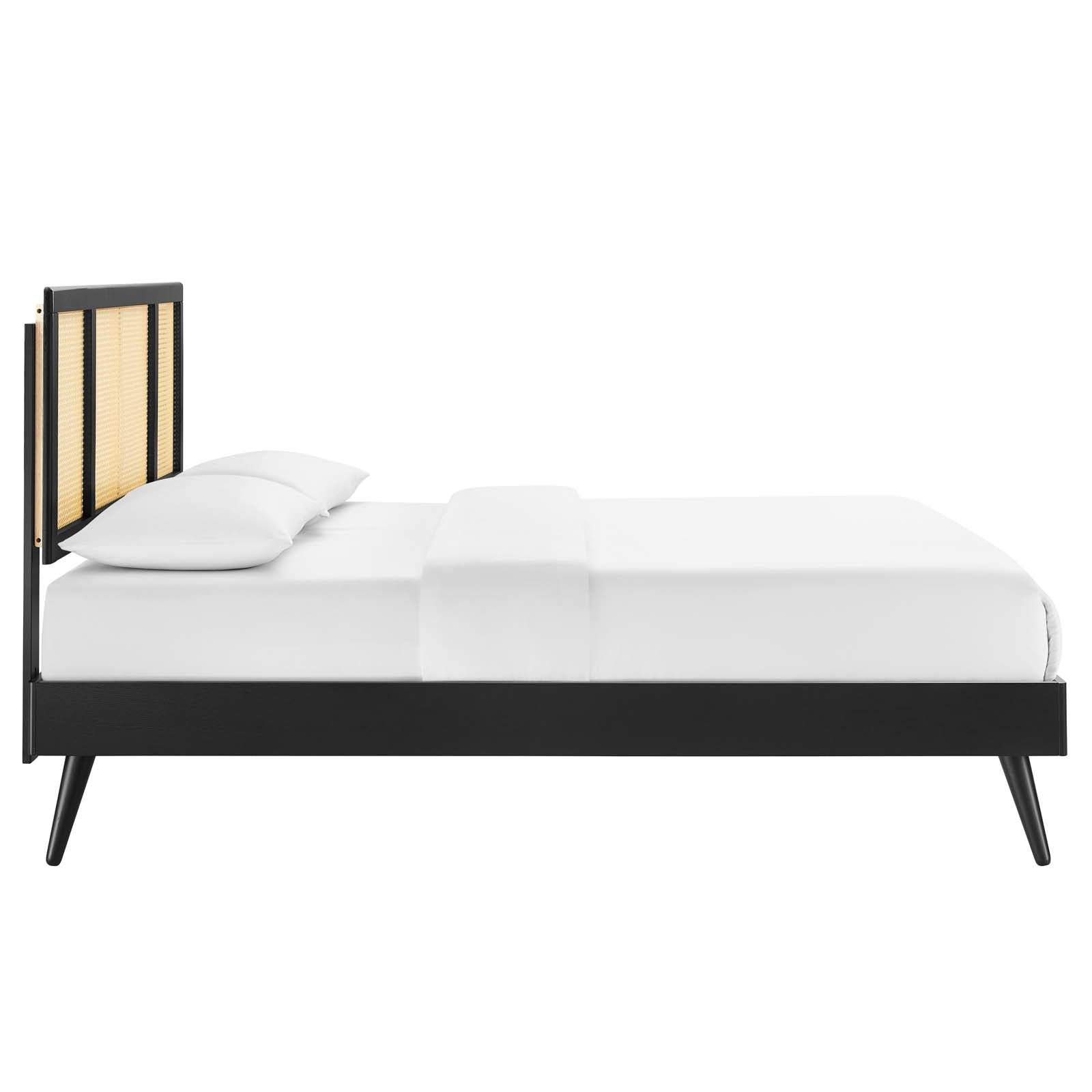 Kelsea Cane and Wood Full Platform Bed With Splayed Legs by Modway