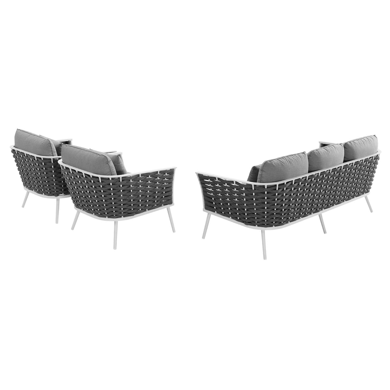 Stance 3 Piece Outdoor Patio Aluminum Sectional Sofa Set by Modway