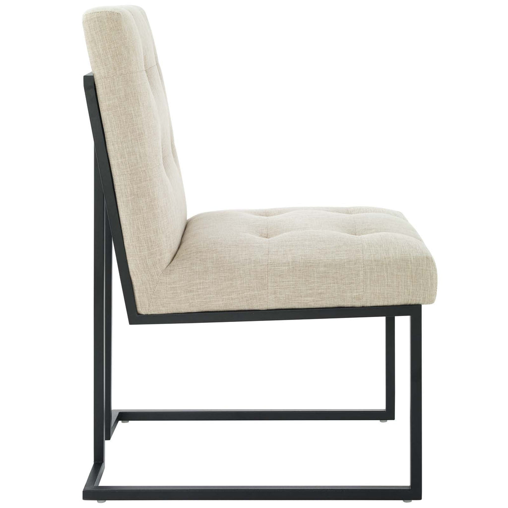 Privy Black Stainless Steel Upholstered Fabric Dining Chair by Modway