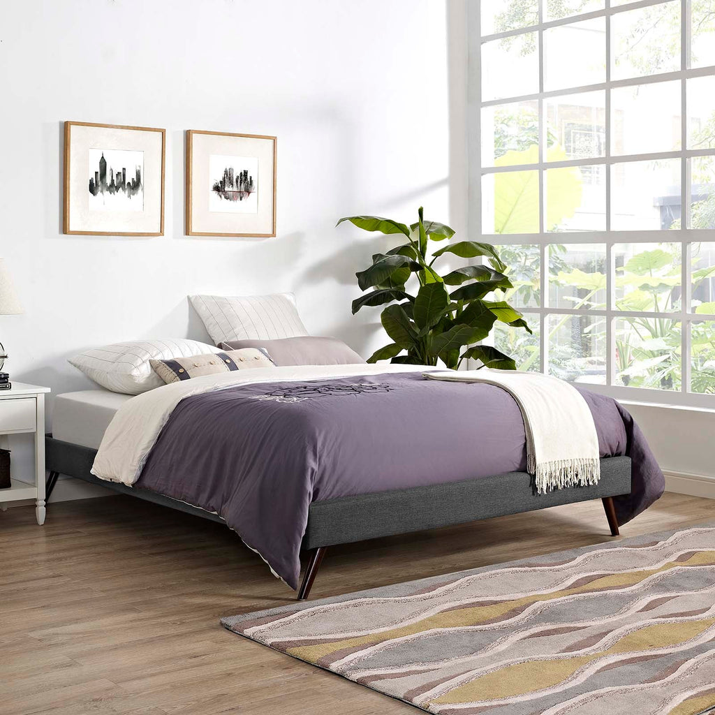 Loryn Fabric Queen Bed Frame with Round Splayed Legs by Modway
