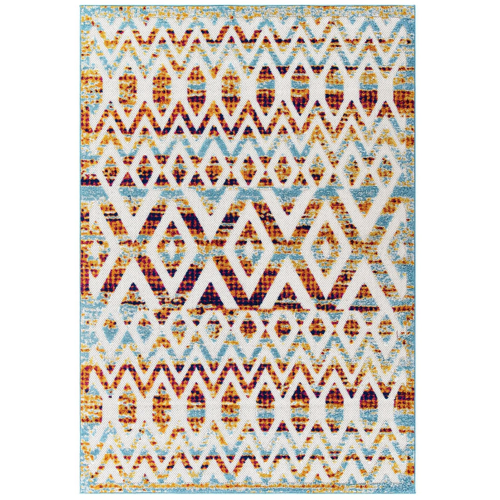 Reflect Tamako Diamond and Chevron Moroccan Trellis 5x8 Indoor / Outdoor Area Rug by Modway
