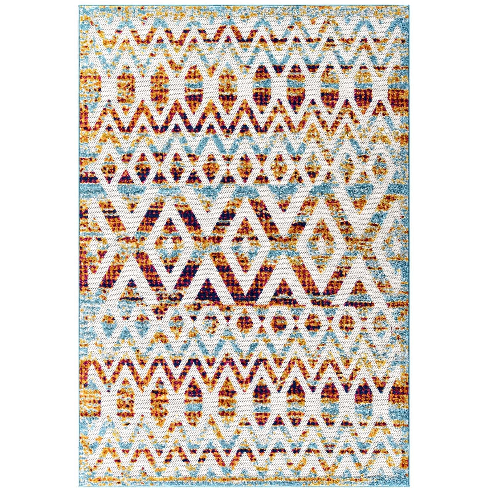 Reflect Tamako Diamond and Chevron Moroccan Trellis 5x8 Indoor / Outdoor Area Rug by Modway