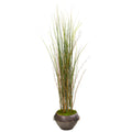 41" Grass and Bamboo Artificial Plant in Metal Bowl