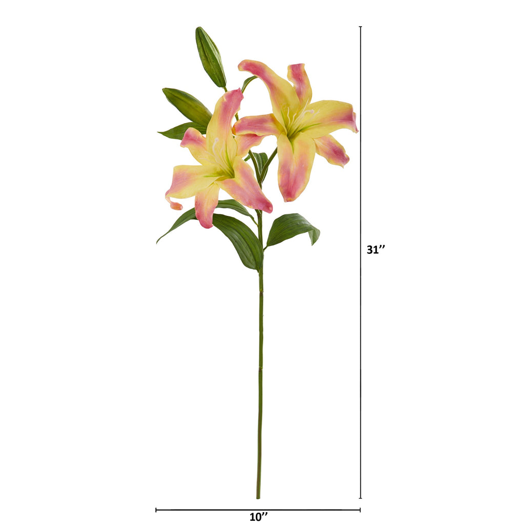 31" Rubrum Lily Artificial Flower (Set of 3)