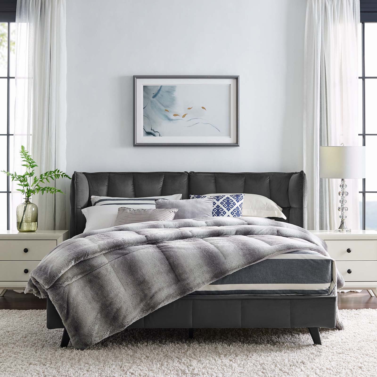 Makenna Performance Velvet Queen Platform Bed by Modway