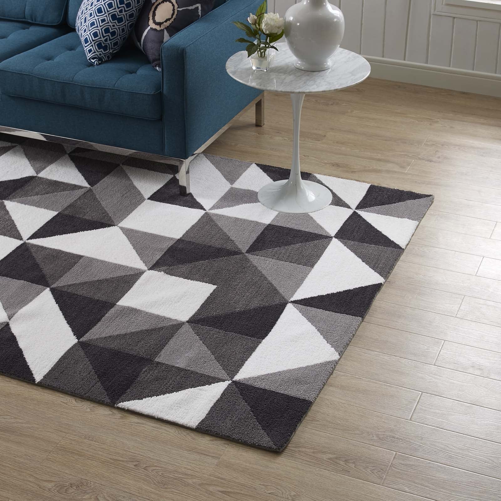 Kahula Geometric Triangle Mosaic 8x10 Area Rug by Modway